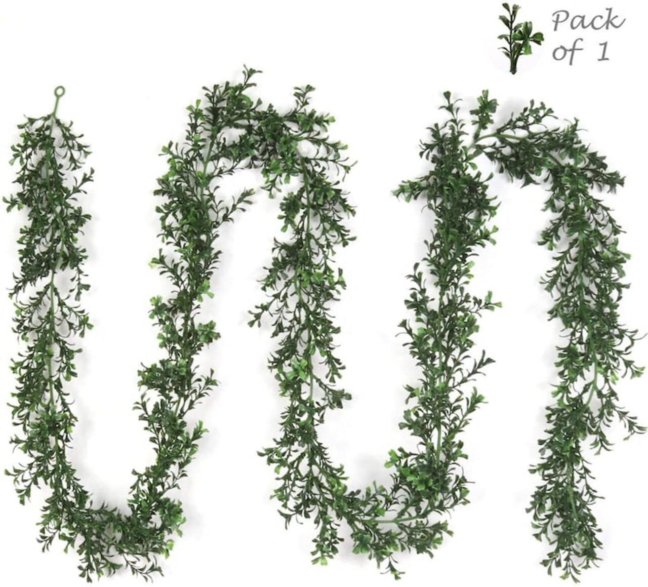 9ft Green Boxwood Garland - 384 Lifelike Tips, Faux Greenery for Home & Event Decor by Floral Home®